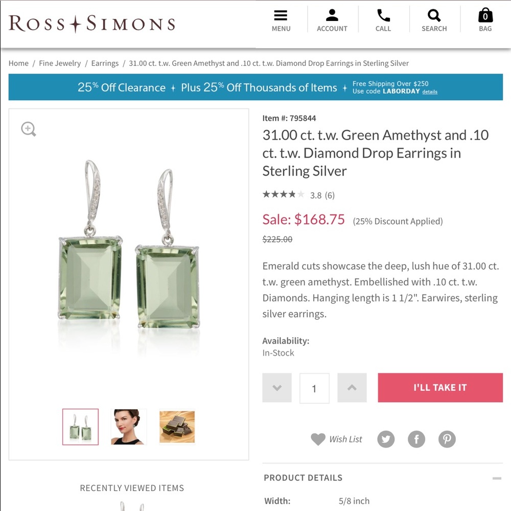 Green amethyst and diamond earrings